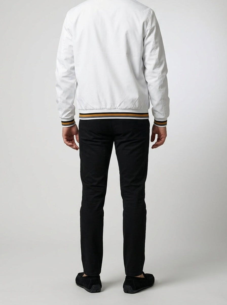 Men's Autumn Contrast Stripe Bomber Jacket