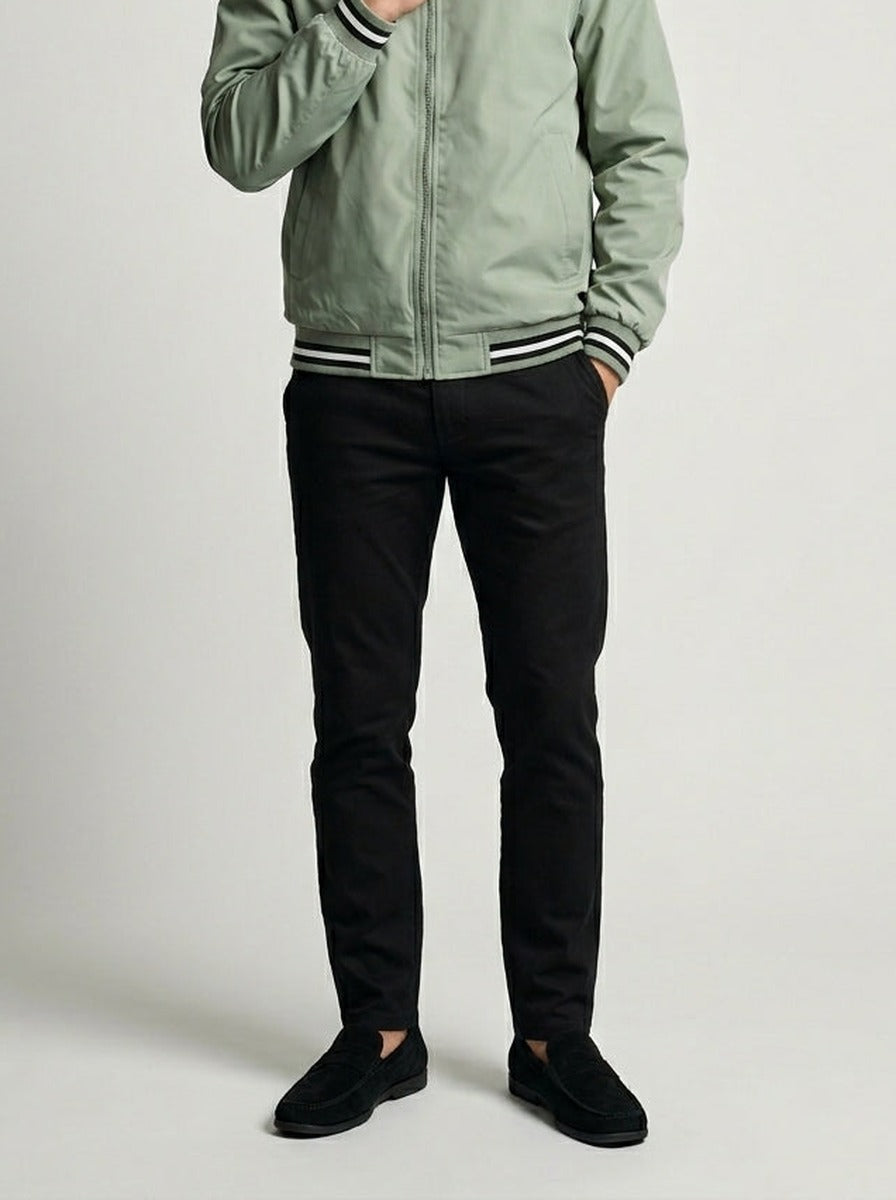 Men's Autumn Contrast Stripe Bomber Jacket