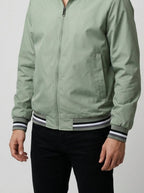 Men's Autumn Contrast Stripe Bomber Jacket