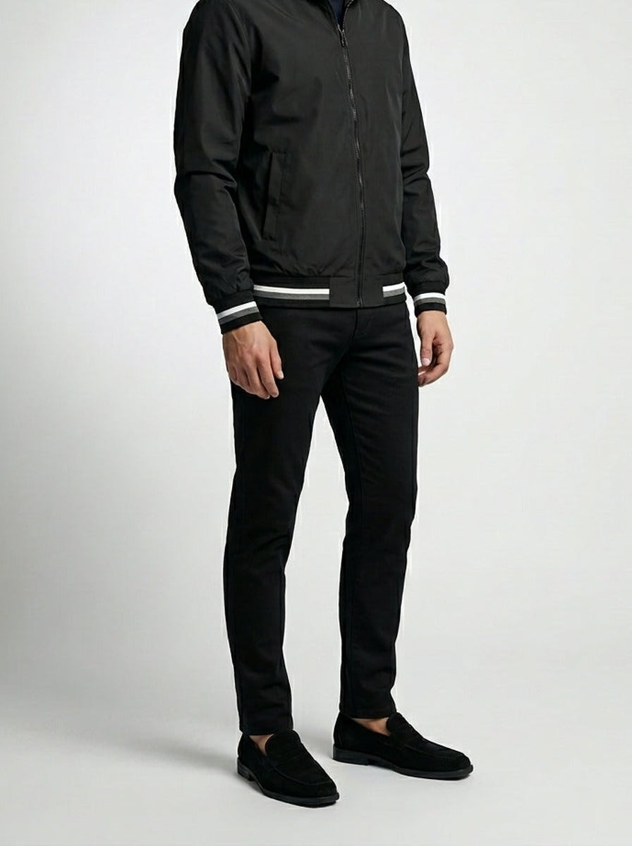 Men's Autumn Contrast Stripe Bomber Jacket
