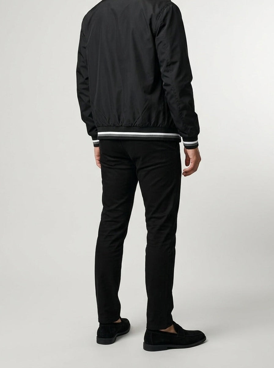 Men's Autumn Contrast Stripe Bomber Jacket