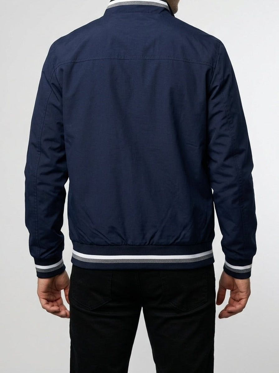 Men's Autumn Contrast Stripe Bomber Jacket