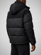 Men's Autumn Corduroy Contrast Puffer Jacket with Detachable Hood