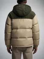 Men's Autumn Corduroy Contrast Puffer Jacket with Detachable Hood