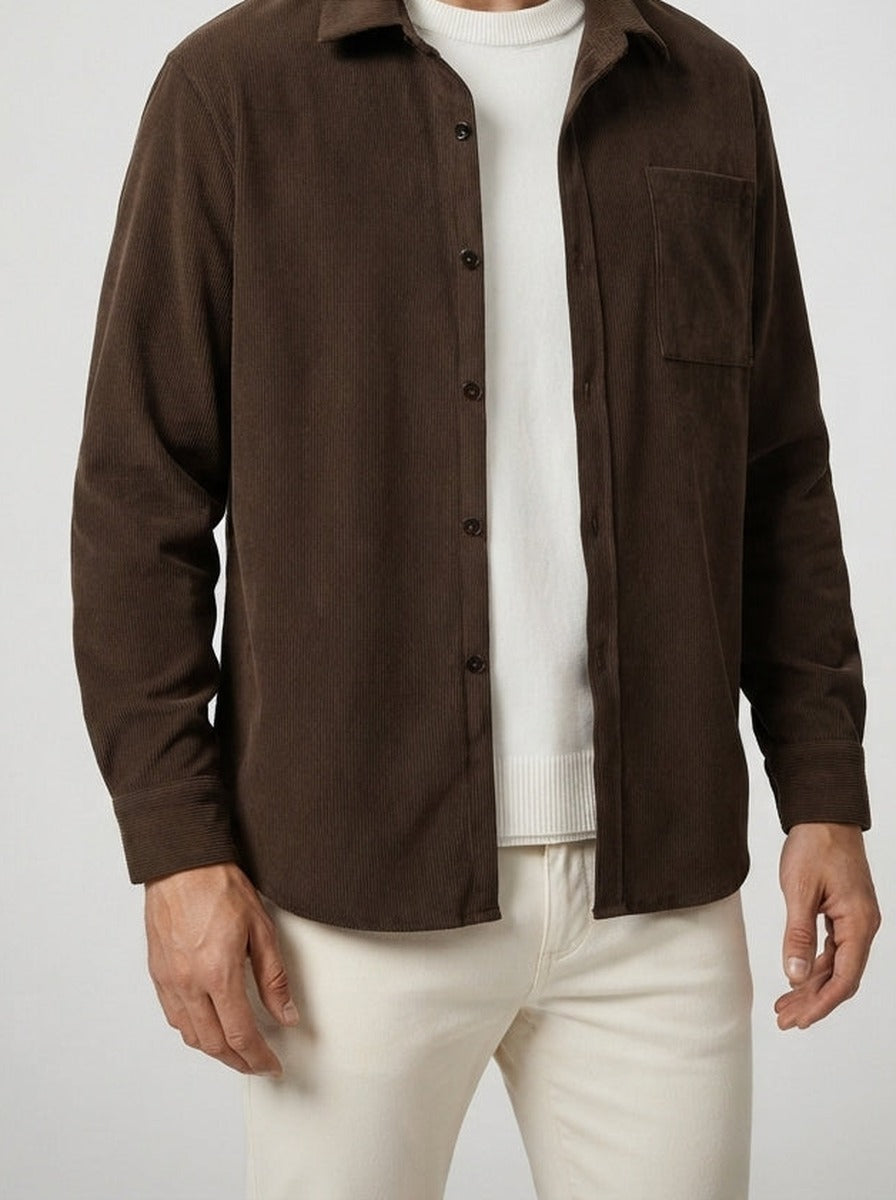 Men's Autumn Corduroy Long Sleeve Overshirt