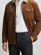 Men's Autumn Corduroy Overshirt with Contrast Collar