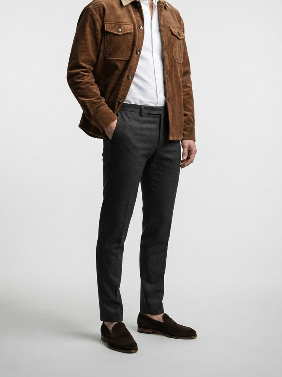 Men's Autumn Corduroy Overshirt with Contrast Collar