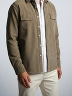 Men's Autumn Corduroy Overshirt with Point Collar