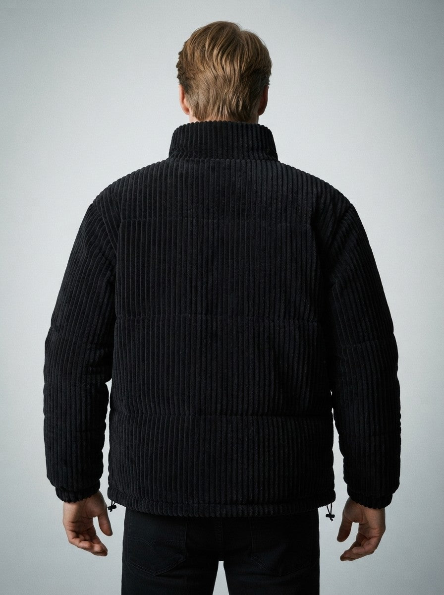 Men's Autumn Corduroy Padded Jacket with Stand Collar
