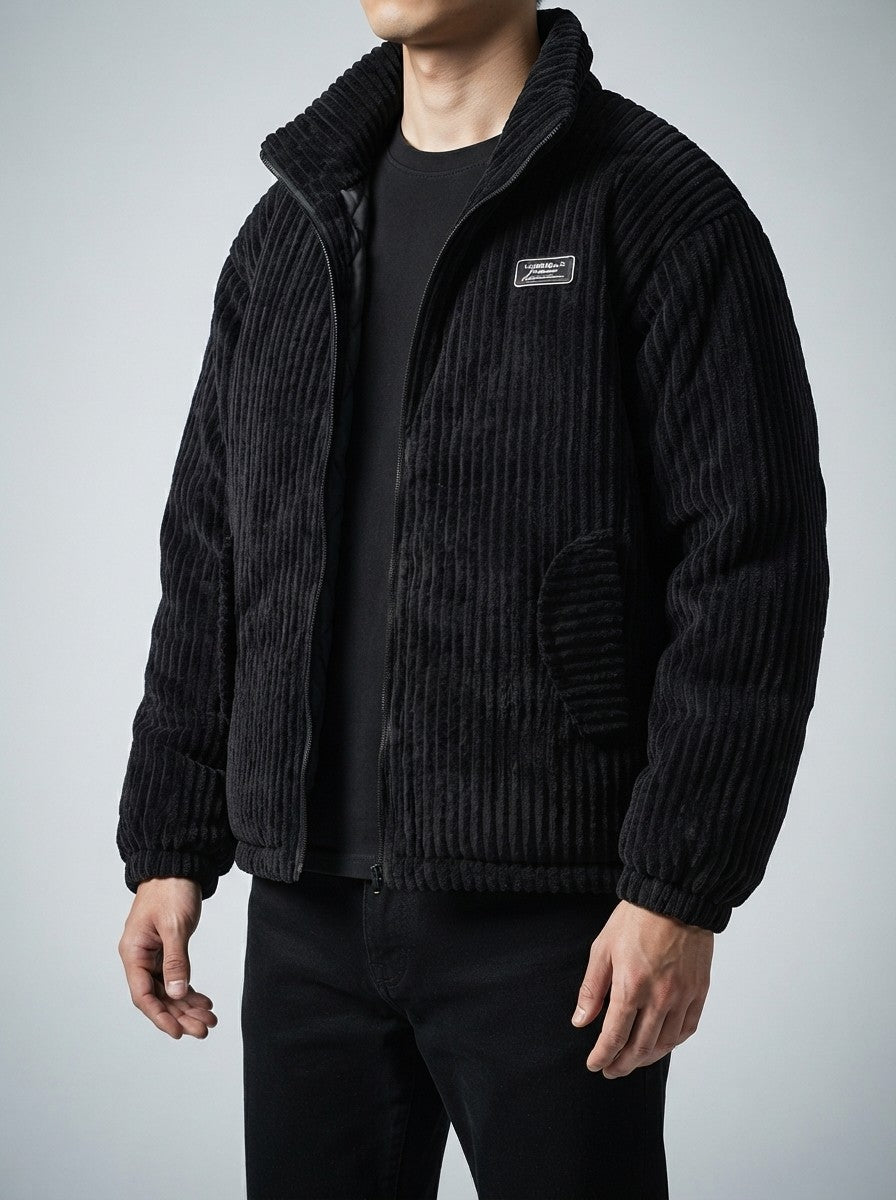 Men's Autumn Corduroy Padded Jacket with Stand Collar
