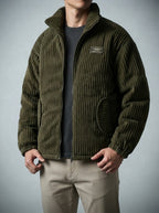 Men's Autumn Corduroy Padded Jacket with Stand Collar