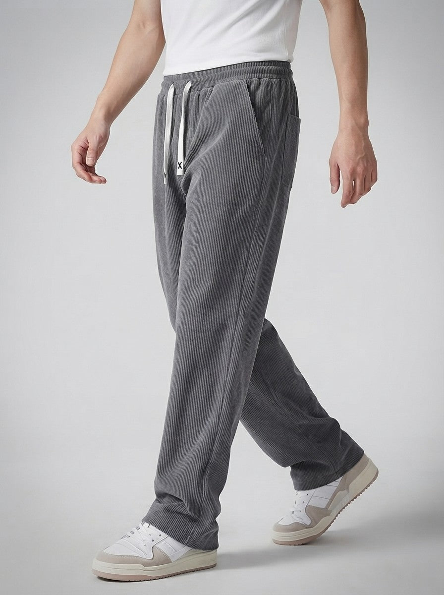 Men's Autumn Corduroy Trousers with Drawstring Waist