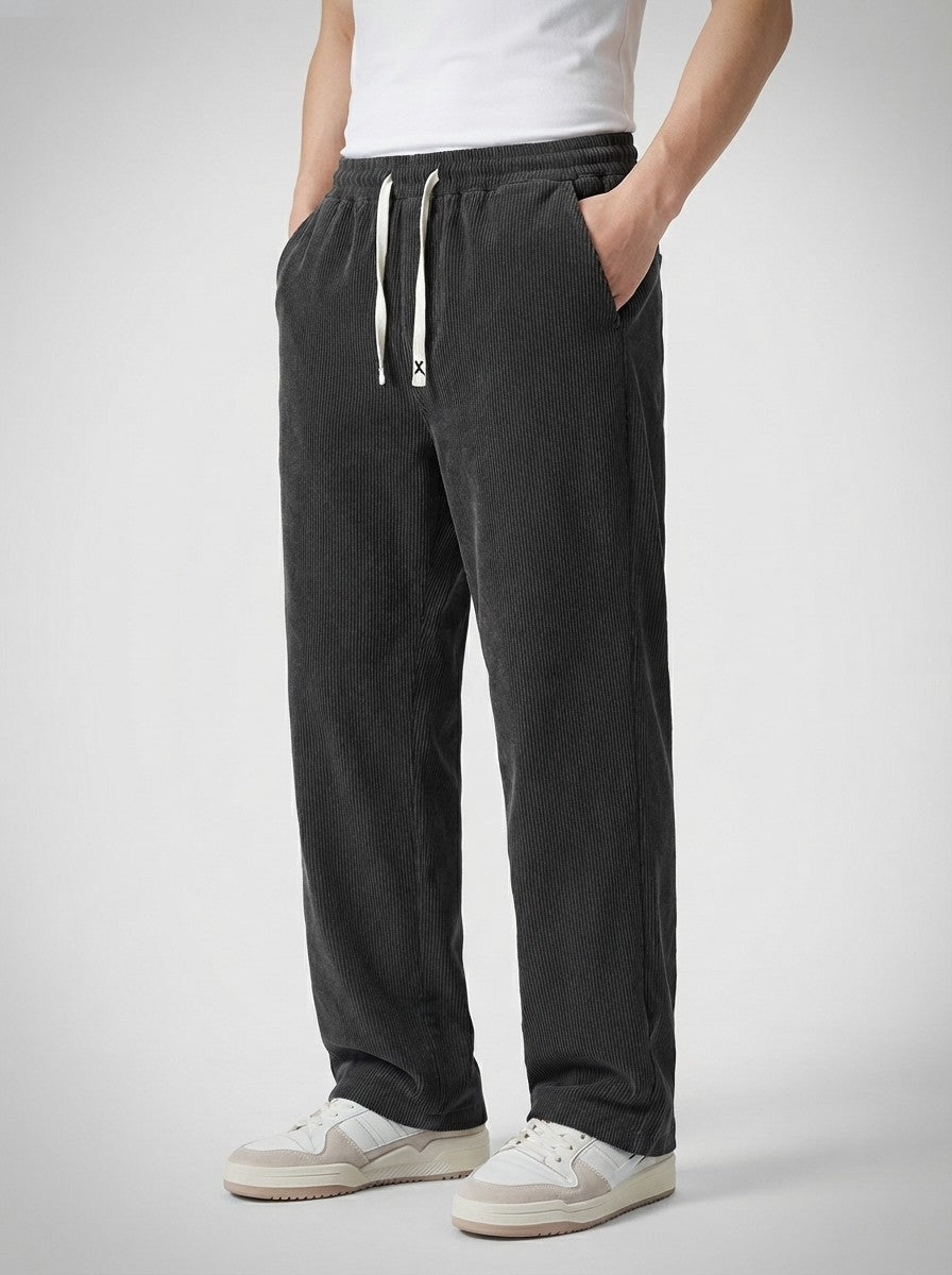 Men's Autumn Corduroy Trousers with Drawstring Waist