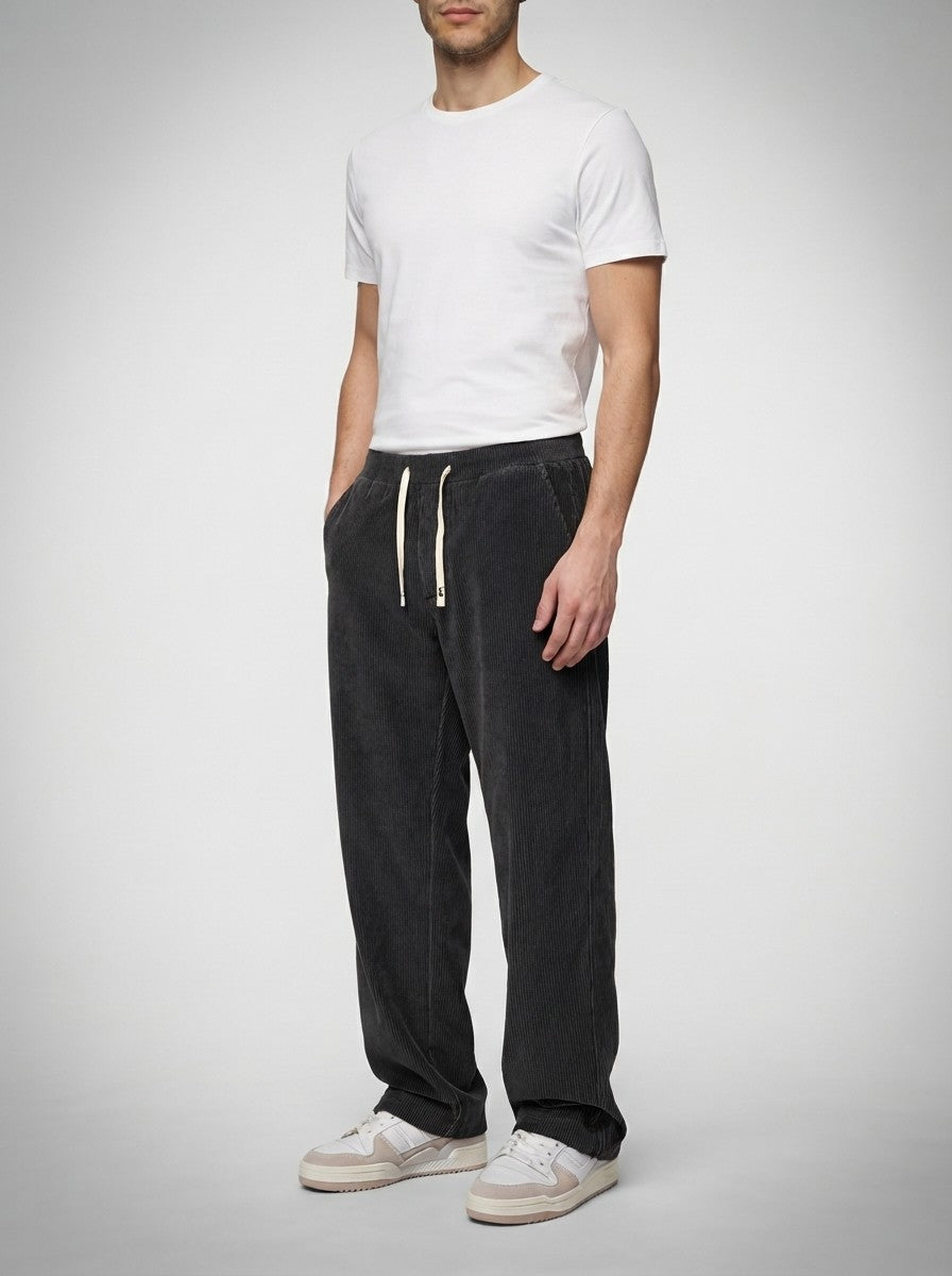 Men's Autumn Corduroy Trousers with Drawstring Waist