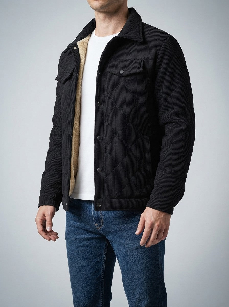 Men's Autumn Corduroy Trucker Jacket with Borg Lining