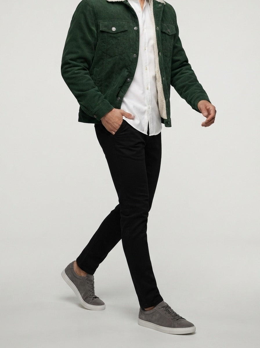 Men's Autumn Corduroy Trucker Jacket with Pile Collar