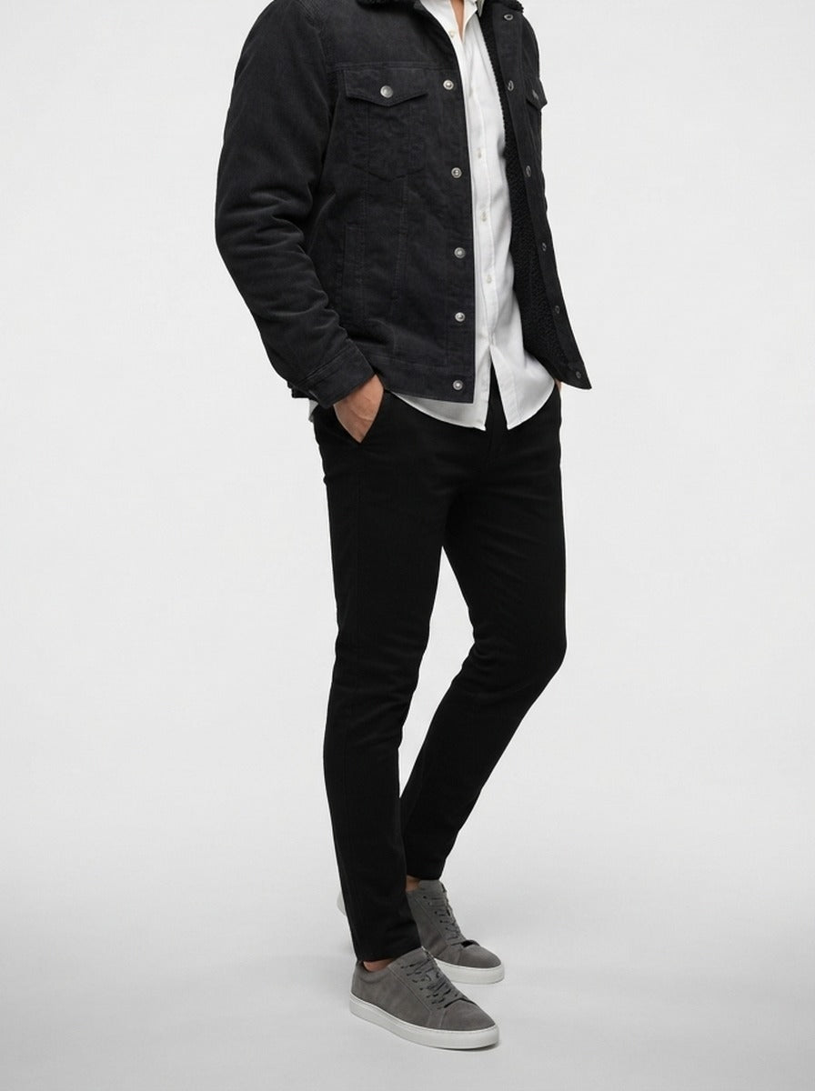 Men's Autumn Corduroy Trucker Jacket with Pile Collar