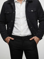 Men's Autumn Corduroy Trucker Jacket with Pile Collar