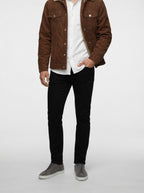 Men's Autumn Corduroy Trucker Jacket with Pile Collar