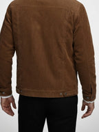 Men's Autumn Corduroy Trucker Jacket with Pile Collar