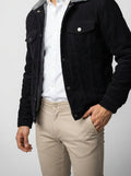 Men's Autumn Corduroy Trucker Jacket with Sherpa Collar