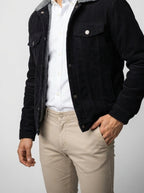 Men's Autumn Corduroy Trucker Jacket with Sherpa Collar