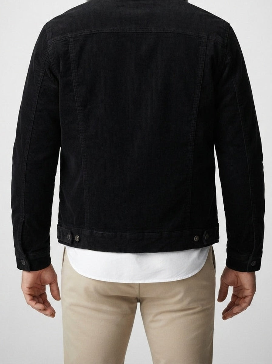Men's Autumn Corduroy Trucker Jacket with Sherpa Collar