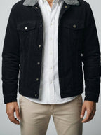 Men's Autumn Corduroy Trucker Jacket with Sherpa Collar