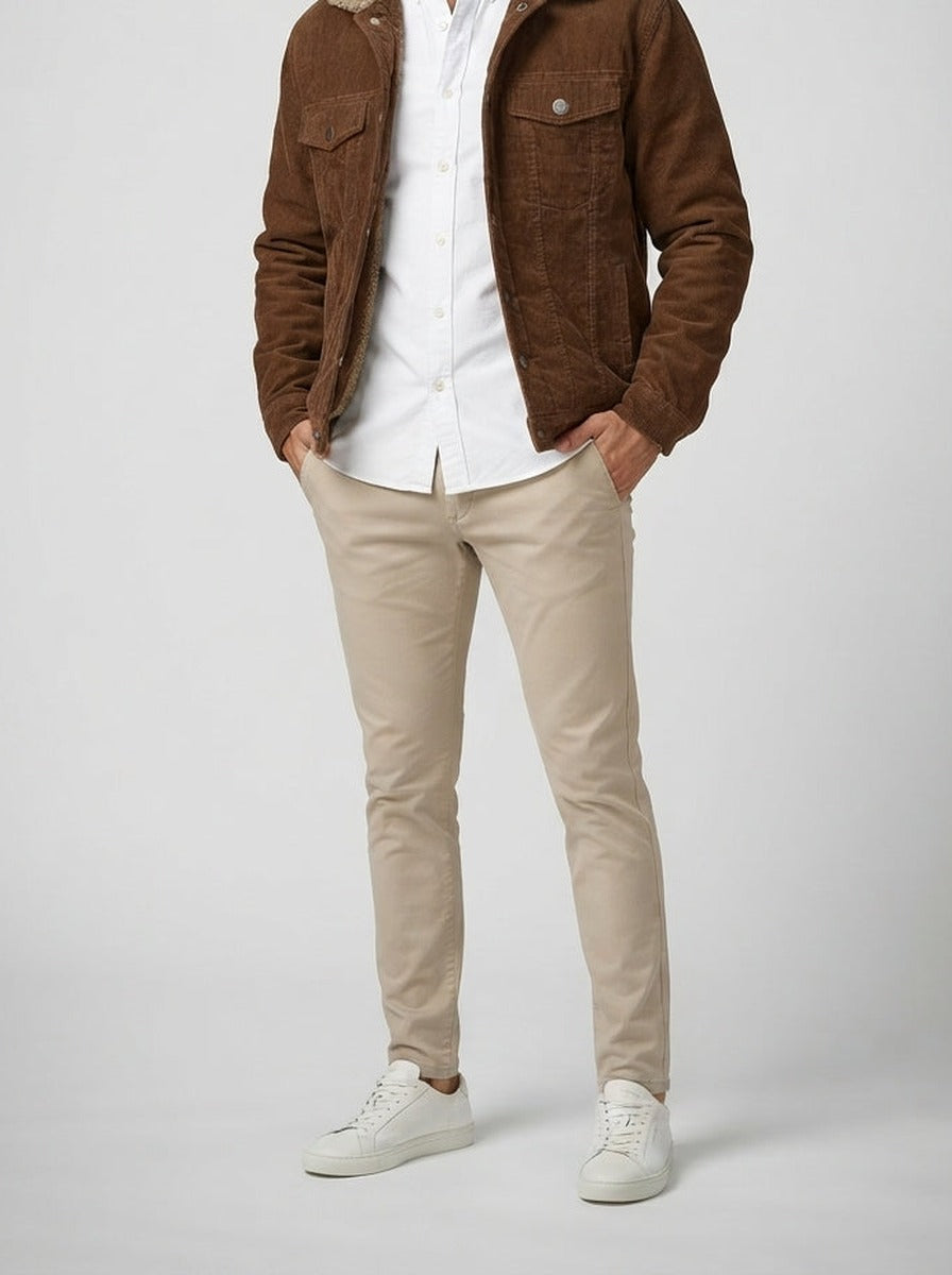 Men's Autumn Corduroy Trucker Jacket with Sherpa Collar