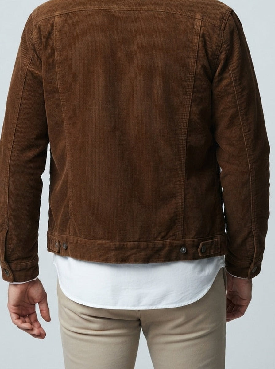 Men's Autumn Corduroy Trucker Jacket with Sherpa Collar