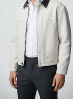 Men's Autumn Cotton Jacket with Contrast Collar