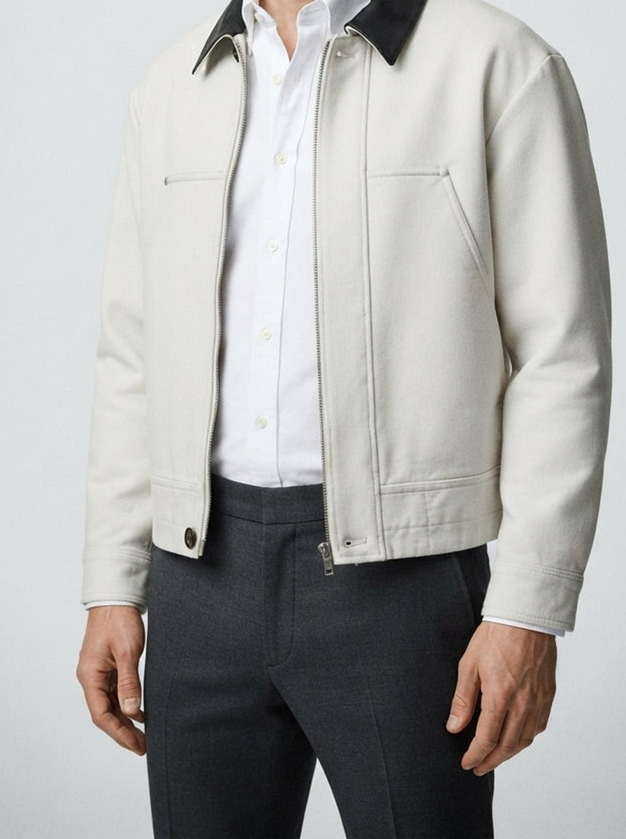 Men's Autumn Cotton Jacket with Contrast Collar
