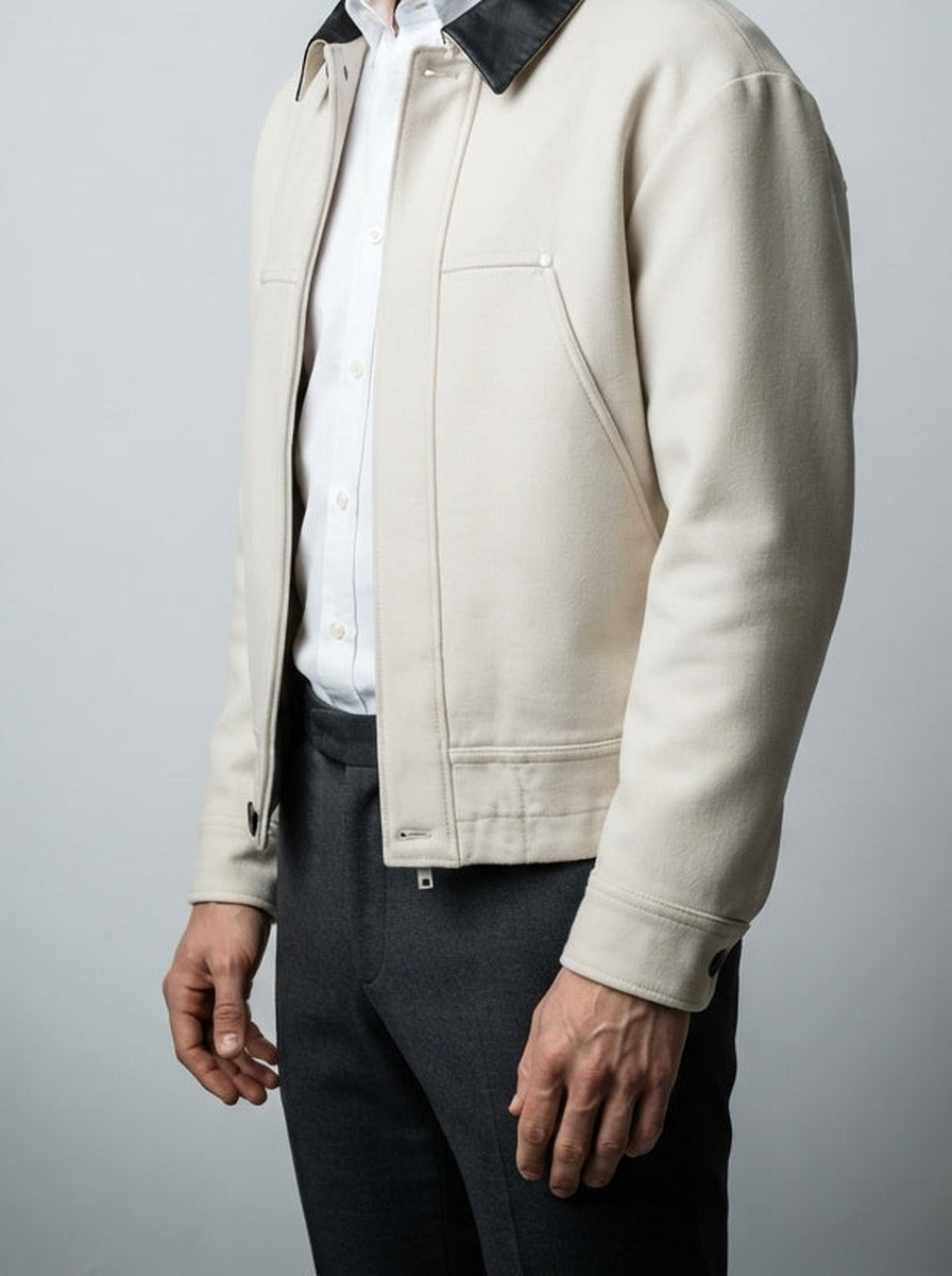 Men's Autumn Cotton Jacket with Contrast Collar
