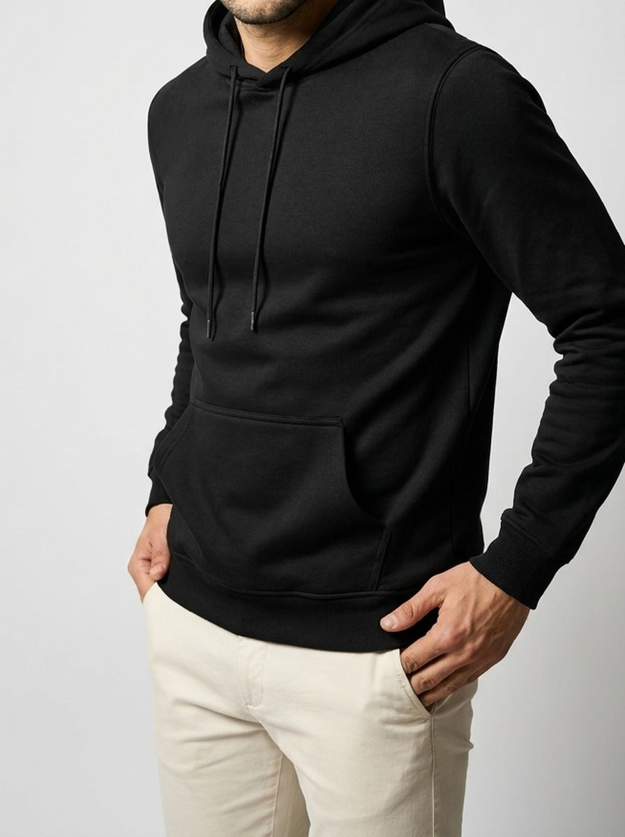 Men's Autumn Cotton Pullover Hoodie with Drawstring Hood