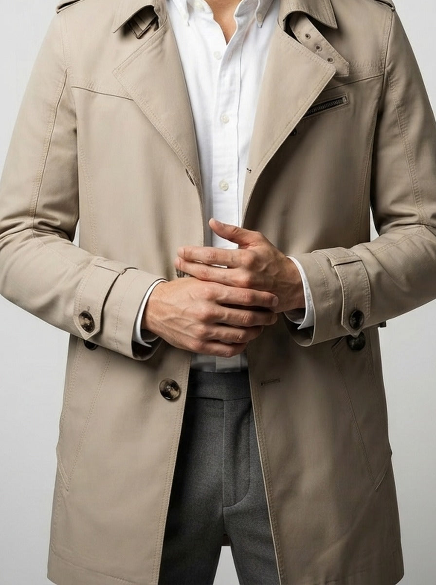Men's Autumn Cotton Single Breasted Trench Coat