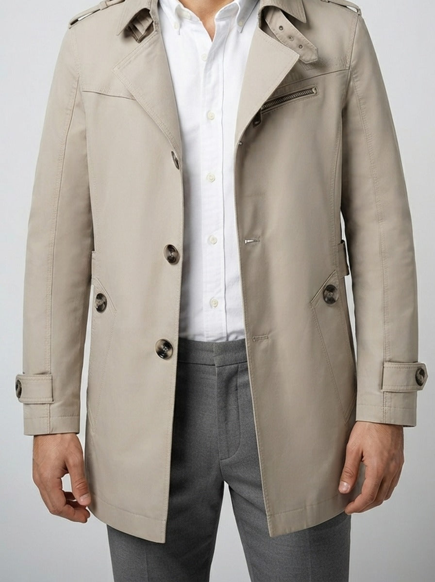 Men's Autumn Cotton Single Breasted Trench Coat