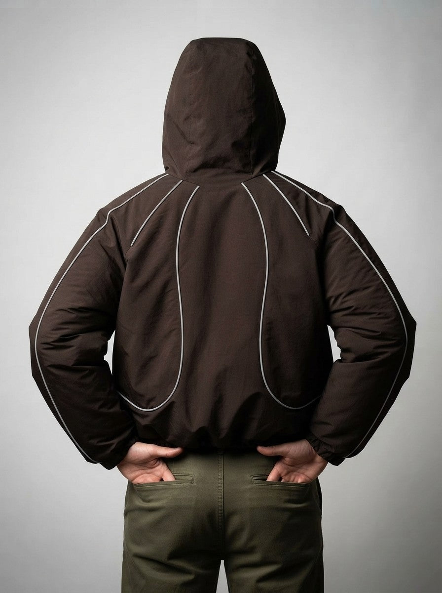 Men's Autumn Cropped Hooded Jacket with Faux Fur Lined Hood