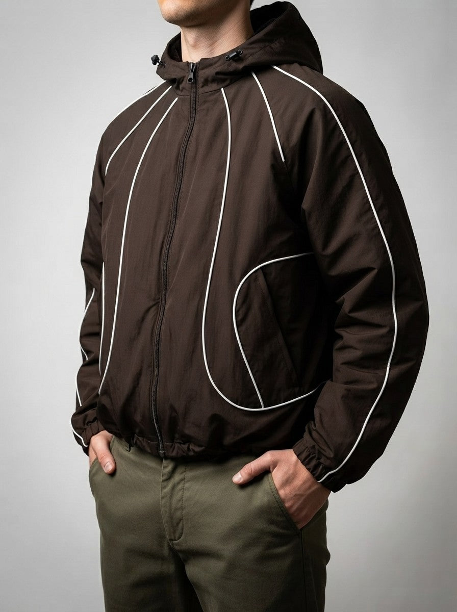 Men's Autumn Cropped Hooded Jacket with Faux Fur Lined Hood