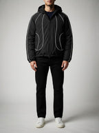 Men's Autumn Cropped Hooded Jacket with Faux Fur Lined Hood