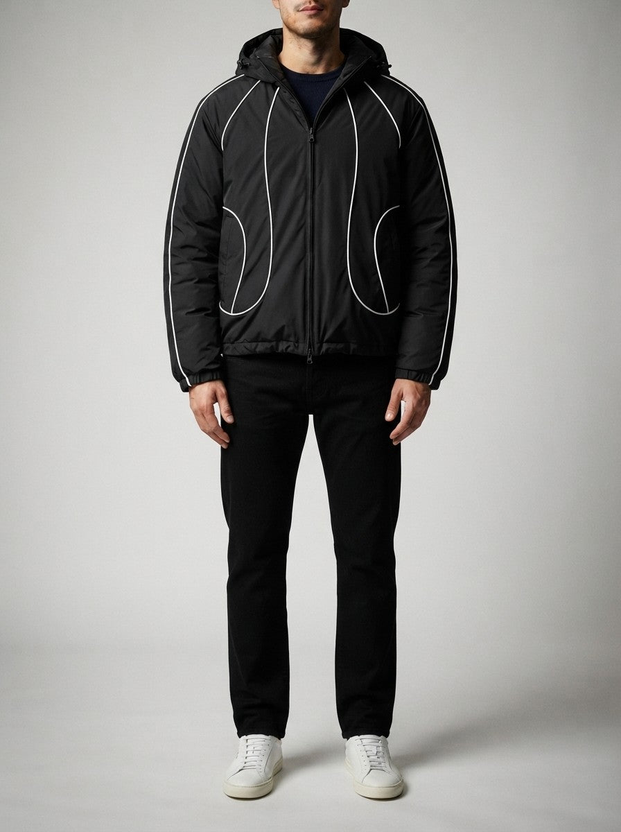 Men's Autumn Cropped Hooded Jacket with Faux Fur Lined Hood