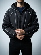 Men's Autumn Cropped Hooded Jacket with Faux Fur Lined Hood
