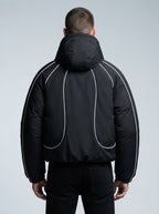 Men's Autumn Cropped Hooded Jacket with Faux Fur Lined Hood