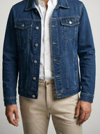 Men's Autumn Denim Jacket with Button Front