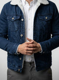 Men's Autumn Denim Jacket with Sherpa Collar
