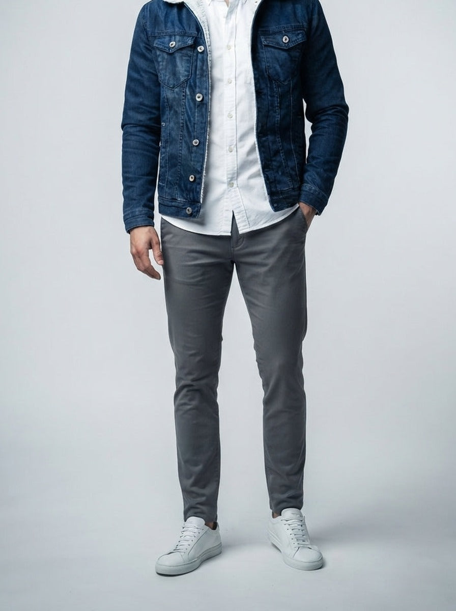 Men's Autumn Denim Jacket with Sherpa Collar