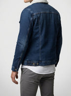 Men's Autumn Denim Jacket with Sherpa Collar