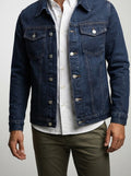 Men's Autumn Denim Trucker Jacket with Button Front