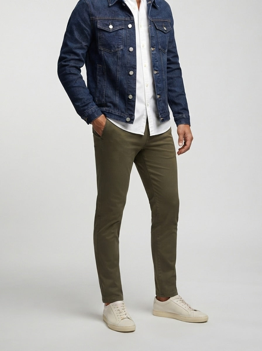 Men's Autumn Denim Trucker Jacket with Button Front