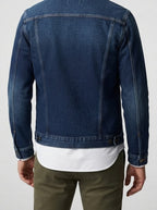 Men's Autumn Denim Trucker Jacket with Button Front
