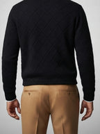 Men's Autumn Diamond Knit Full Zip Cardigan